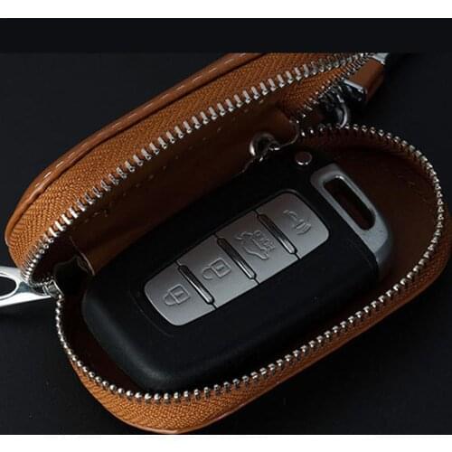 Multi-function Key Bag Leather Key Case For Faraday Cage Keyless Entry Key Fob Pouch Car RFID Key Security Accessories