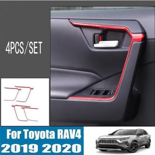 DNHFC Red line sticker decorated with handles inside the door For Toyota RAV4 RAV 4 XA50 2019 2020