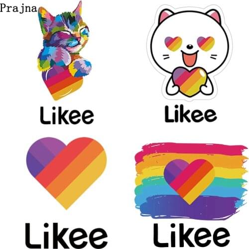 Prajna Likee app Patches Stickers On Clothes Heat-sensitive DIY Kids T-shirt Hoodies Iron On Transfer For Clothing Heart Patches