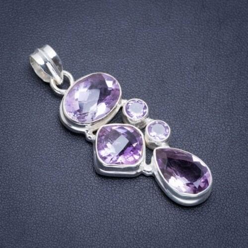 Natural Amethyst Handmade Unique 925 Sterling Silver Pendant 2" A1814