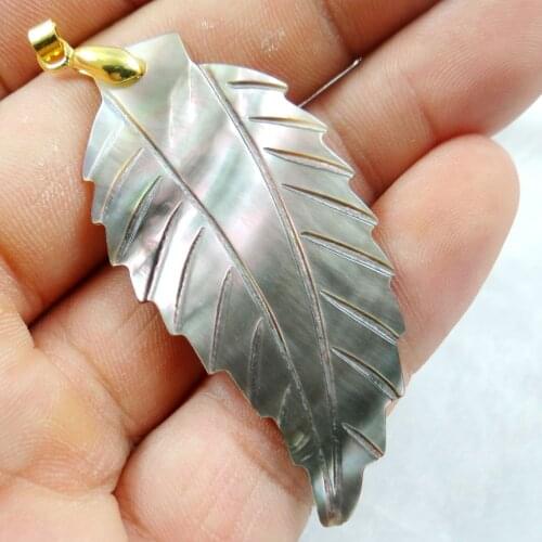 Wholesale 5pcs Natural Freshwater Leaves Shell Necklace Pendants For Jewelry Making Charms Pendants 55*28MM P310