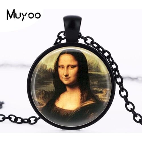 Mona Lisa Jewelry Mona Lisa Necklace Glass Dome Pendant Necklace Christmas Gift for Women for Men HZ1