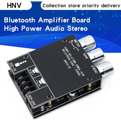 502MT 2*50W Bluetooth 5.0 Subwoofer Amplifier Board High Power Audio Stereo Amplifier Board AUX Bass Treble AMP 12V 24V