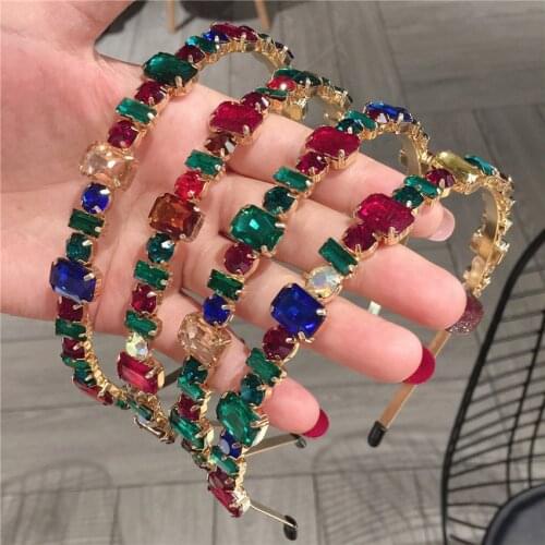 Colorful Gem Baroque Headbands For Women Diamond Hair Accessories Pearl Headband for Girls Crown Flower Hairbands Head Wrap