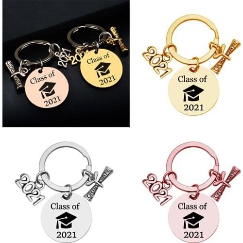 Stainless Souvenir Keyring Jewelry Gift Steel Class 2021 Graduation Keychain