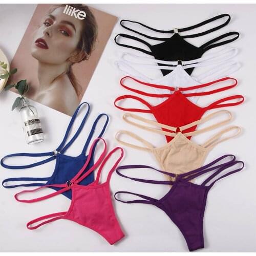New Cotton G-String Women Sexy Lingerie Thin Strappy Hollow Panty Soft Briefs Low Rise Thong Underpants Female Underwear Panties