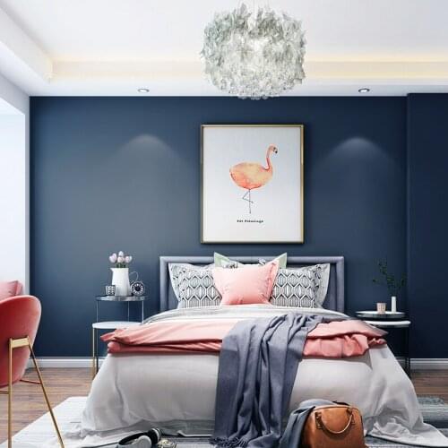 [Waterproof and antifouling] Dark blue Indigo blue Midnight fresh modern minimalist non-woven silk wallpaper plain plain wild
