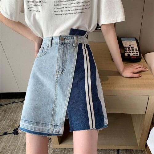 Spring Summer Women Skirt High Waist Irregular Patchwork Japanese Harajuku Preppy Style New Hot Sale Fashion School Wear D272