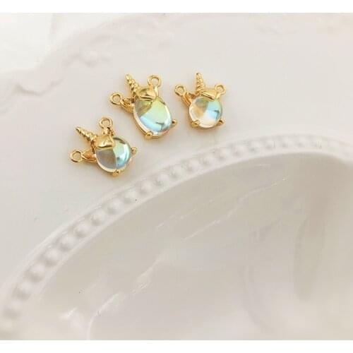 Sky Mirror 1 pack of gold illusion unicorn jewelry material diy clavicle chain double hanging ring necklace accessories