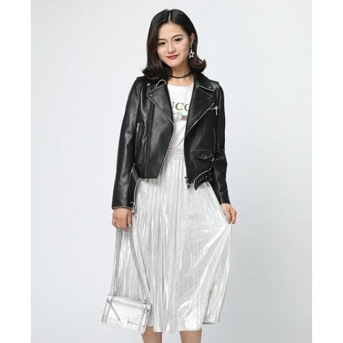 Genuine Jacket Women 2020 Autumn Real Sheepskin Leather Coat Korean Motorcycle Jackets Chaqueta Mujer YFN--2 YY422