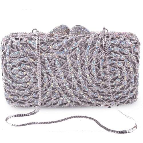 Gold Evening Crystal Clutch Rhinestone Bag Luxury Women’s Party Shoulder Handbags Flower Wedding Bags Mini Phone Case