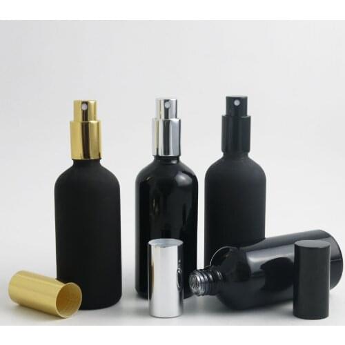 10 x 100ml Refillable Matt Black Glass Essential Oil Bottle with Electrolytic Aluminum Sprayer for Perfume Using