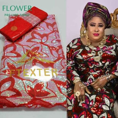 2.5+2.5 Yards French Lace With Sequins Bazin Riche Gextczer African Net Tulle Lace Nigerian All Occasions Wear Sewing Gowns Lace