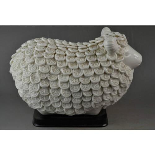 21.6 cm * / Chinas rare dehua white porcelain mascot sheep statue