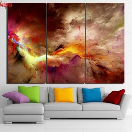 Beautiful cloud picture diamond embroidery full square round diamond 3 pcs decoration mosaic rhinestone coloed abstract painting