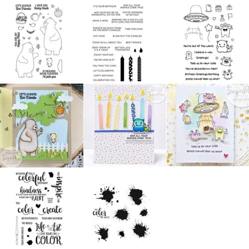Panalisacraft 5 styles cute animal sentiments Metal Dies and stamp for DIY Scrapbooking/Card Making/Kids Fun Decoration Supplies