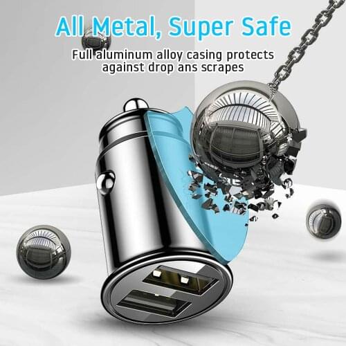 USB Car Charger Quick Charge 12-24V 2.4A Dual Slot Universal Car-charger Adapter for Mobile Phone Charging USB Car Lighter