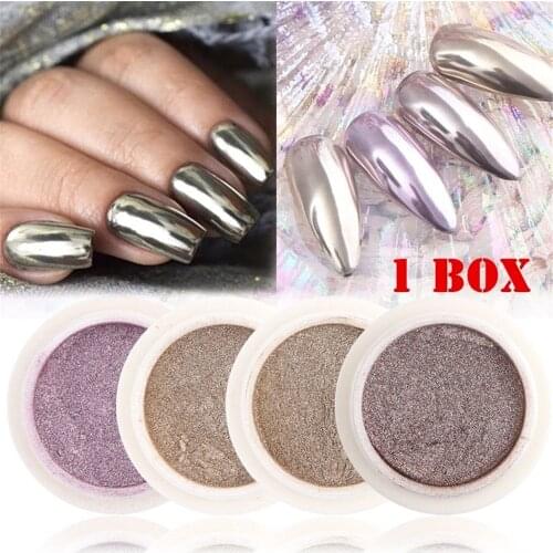 4 Colors Super Shine Nail Glitters Mirror Titanium Powder Purple Gold Silver Metallic Manicure Chrome Dust Nail Art Decoration