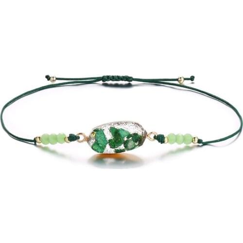 Handmade Natural Stone Bracelet Bohemian Braided Rope Chain Adjustable Bracelets for Women Girls