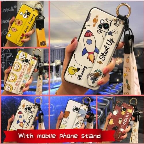 TPU New Phone Case For Xiaomi Poco X3 NFC/X3 Pro Silicone Shockproof Wristband Cartoon Anti-knock