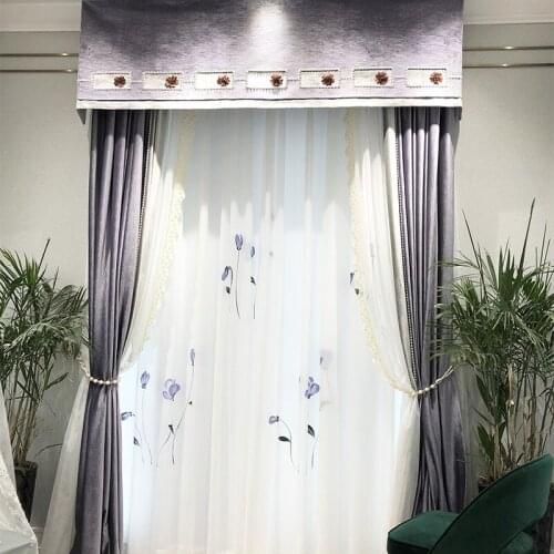 European Luxury Embroidered Tulle Curtain Velvet Lace Yarn Curtain For Living Room Wedding Home Decoration Voile