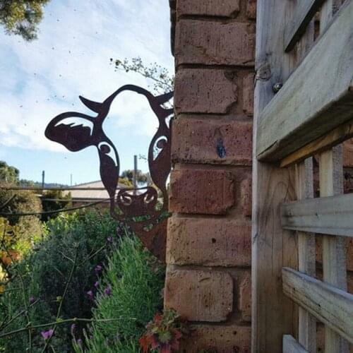 Art Hanging Metal Peeking Cow Ornaments Outdoor Garden Adornment Home Decor