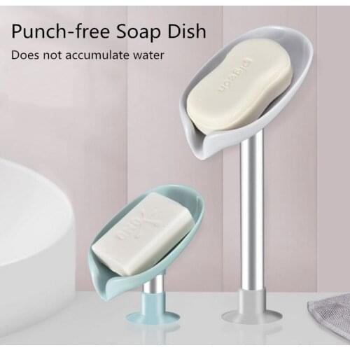 Leaf Shape Soap Box Drain Soap Holder Box Bathroom Shower Soap Holder sponge Storage Plate Tray Bathroom Supplies Bathroom Gadge