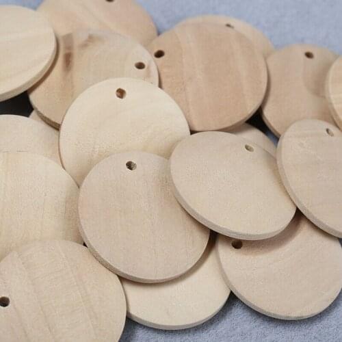 100pcs 15mm 25mm High quality Round Wood Circles Poker Chips With holes For Children Board Games Pieces DTY Chessman