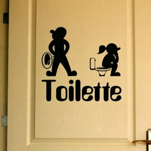 KUCADA Men women Creative WC Toilet Sticker Bathroom Vinyl Art Home Decoration DIY Wall Sticker WP2485