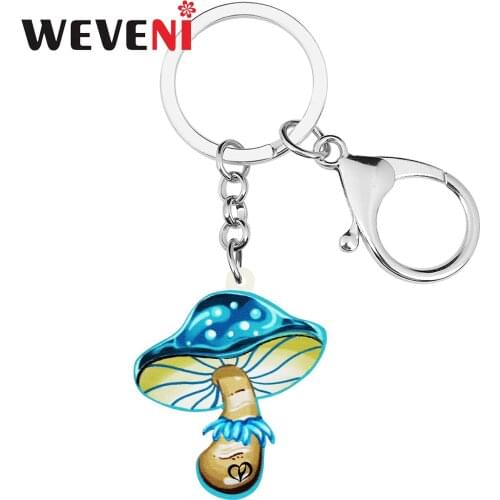 WEVENI Acrylic Cute Colorful Spots Mushroom Keychains Fashion Key Chain Ring Charms Gifts Unique Jewelry For Women Girls Teens