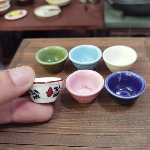 Mini Simulation Ceramic Bowl Kitchen Supply Pretend Game Toy Dollhouse Decor