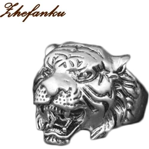 2017 European Fashion Animal Tiger Head Ring Male Personality Unique Mens Animal Jewelry