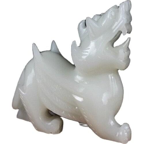 Natural white jade pixiu town house evil spirits lucky feng shui decorations