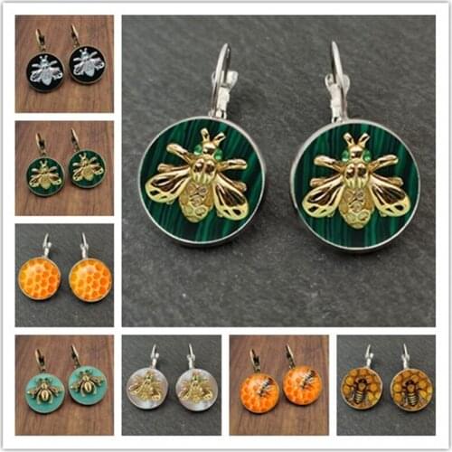 New fashion cute little bee series glass earrings wasp earrings ladies jewelry jewelry gifts birthday decoration gifts