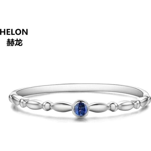Solid 14k White Gold Natural Sapphire Engagement Wedding Ring Anniversary Fine Jewelry Women Trendy