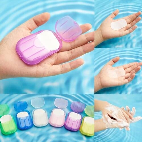 40-120Pcs Box Travel Portable Disinfecting Paper Soaps Washing Hand Mini Disposable Scented Slice Sheets Foaming Soap Case Paper