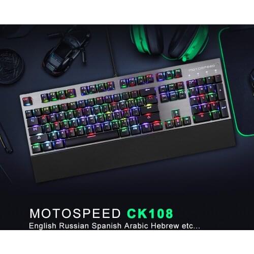 Original Motospeed CK108 Mechanical Keyboard 104 Keys RGB Backlit Blue Switch Gaming Wired Anti-Ghosting for Gamer Computer