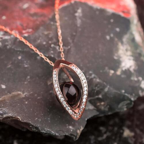 Women Black Round Pearl Necklace Friends Wife Valentine Anniversary Mother Days Gifts 925 Sterling Silver Women For Gifts