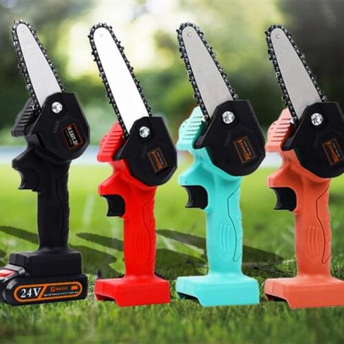 24V Portable Electric Pruning Saw Electric Saws Woodworking Electric Saw Garden Logging Mini Electric Chain Saw Lithium Battery