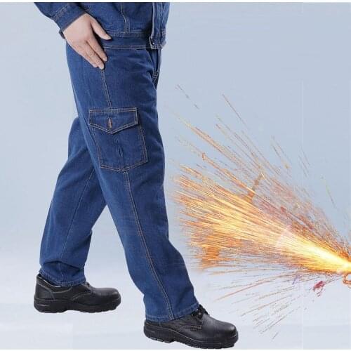 Working Pants Mens Auto Repair Labor Insurance Welding Factory Work Clothes Trousers Denim Safety Clothing Pants work clothing