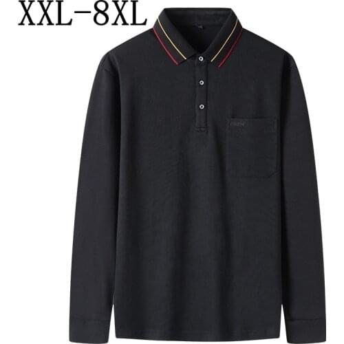8XL 7XL 6XL 2021 New Autumn Loose Oversized Polo Shirt Men Business Mens Polos Shirts With Pocket High Quality camisa masculina