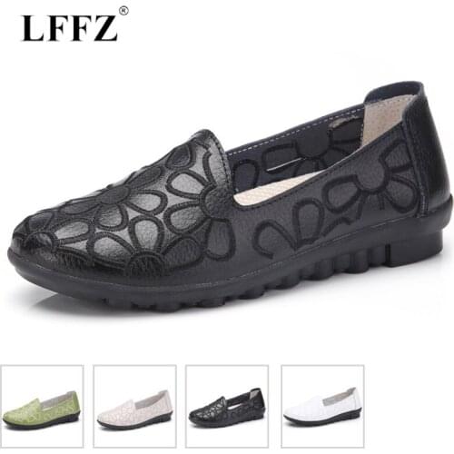 Fashion Vintage Black Loafers Women Shoes Flats Genuine Leather Green Slip on Shoes for Women Mocasines Mocassin Female Nurse