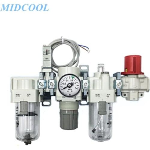 Air Combination Air Filter + Regulator + Lubricator + Pressure Relief 3 Port Valve AC-B Series With Gauge AC20-02G-SV-B AC30