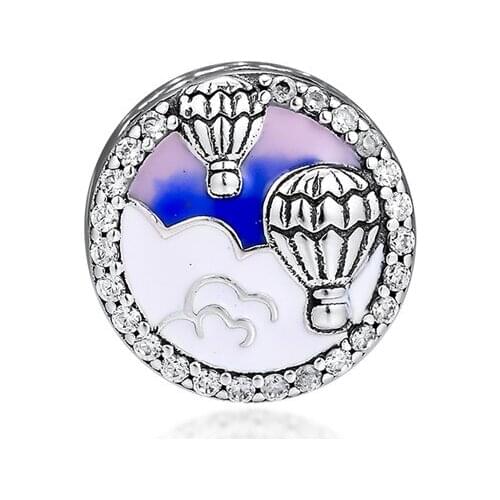 AIR BALLOON BUTTON CHARMS For Woman Authentic 925 Silver Beads For Jewelry Making Fits European Bracelets & Bangle Fashion Sterl