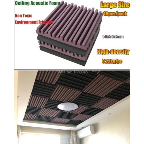 High-density 40pcs Groove type Ceiling Acoustic Foam EMS Fast Shipping Coffee color Sound Insulation Ceiling For Studio