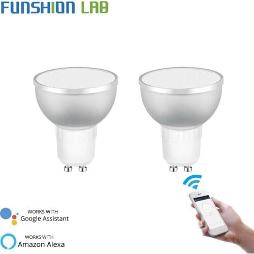 WiFi Smart LED Light Bulb 2700-6500k RGBCW Warm White Daylight Multicolor 50W Equivalent Work with Alexa Google Home GU10 2 Pack