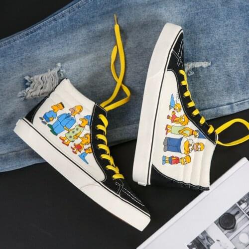 2021 New Cartoon High Top Canvas Shoes Women Anime Printing Womens Casual Sneakers Canvas Shoes Spring Autumn Espadrilles Woman