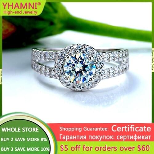With Certificate 100% Original 925 Sterling Silver 8mm 2 Carat Cubic Zircon Stone Wedding Band Rings For Women Fine Jewelry R510