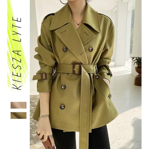 Women Trench Coat 2020 New Vintage British Sytle Classic Elegant Double Breasted Office Ladies Female Outwear Coat