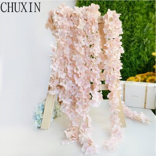 1PC Cherry Blossoms Artificial Flower Wisteria vine Artificial Plants Home Decor Wedding Decoration For Wall Fake Rattan